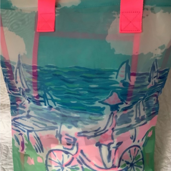 Lilly Pulitzer Pink and Green Mesh Tote - Picture 2 of 5